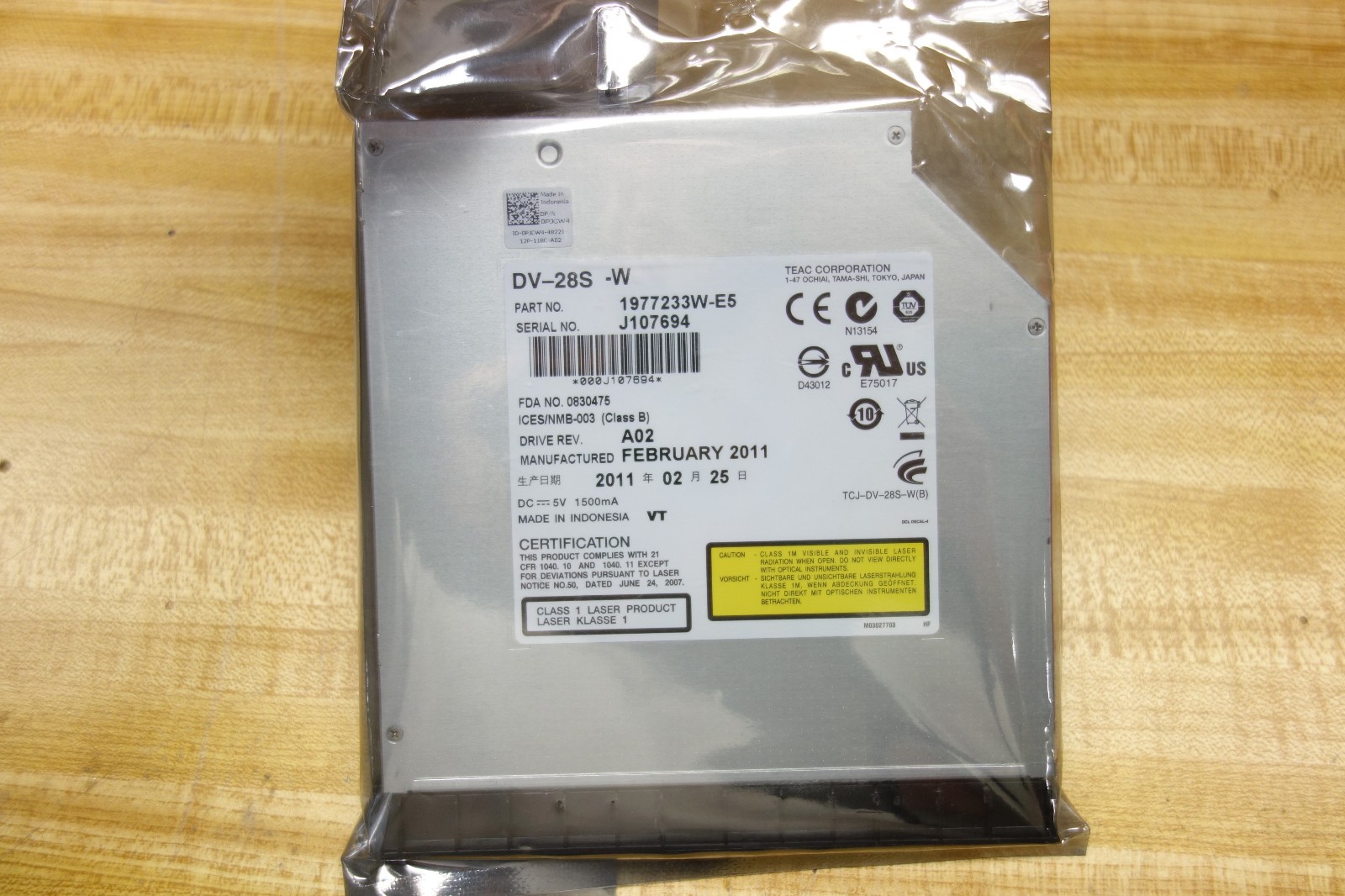 TEAC DV-28S-W Slim SATA DVD-ROM Drive 1977233W-E5 Dell Laptop E5400 E5410 E5500
