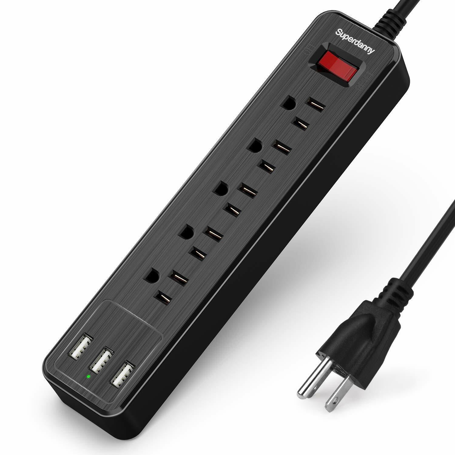 Wall Mountable Power Strip Tower Surge Protector with USB Ports 5 Outlet Plugs