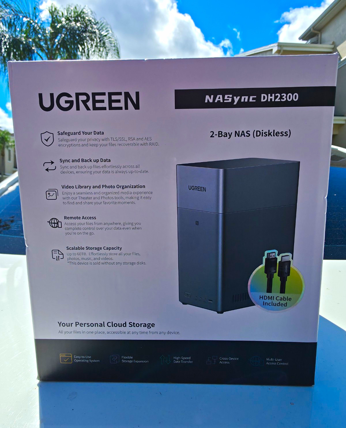UGREEN NASync DH2300 2-Bay Diskless NAS Up to 60TB, Ethernet USB-C HDMI
