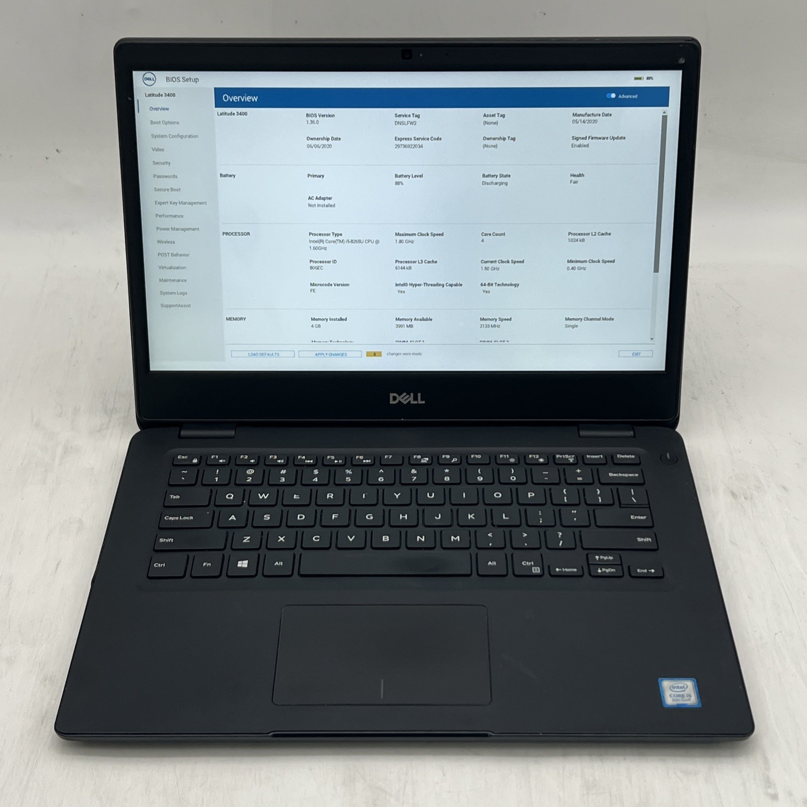 Dell Latitude 3400 Laptop 14" FHD i5 8265U 1.6GHz 4-Core 4GB RAM No Drive No OS