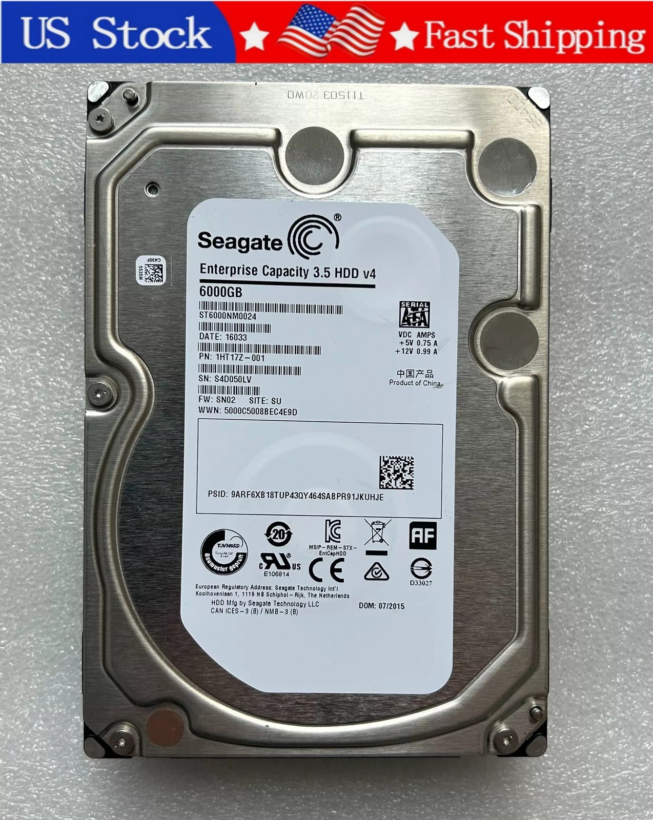 Open Box Seagate ST6000NM0024 6TB Enterprise V4 3.5in SATA 7200RPM 128MB NAS HDD