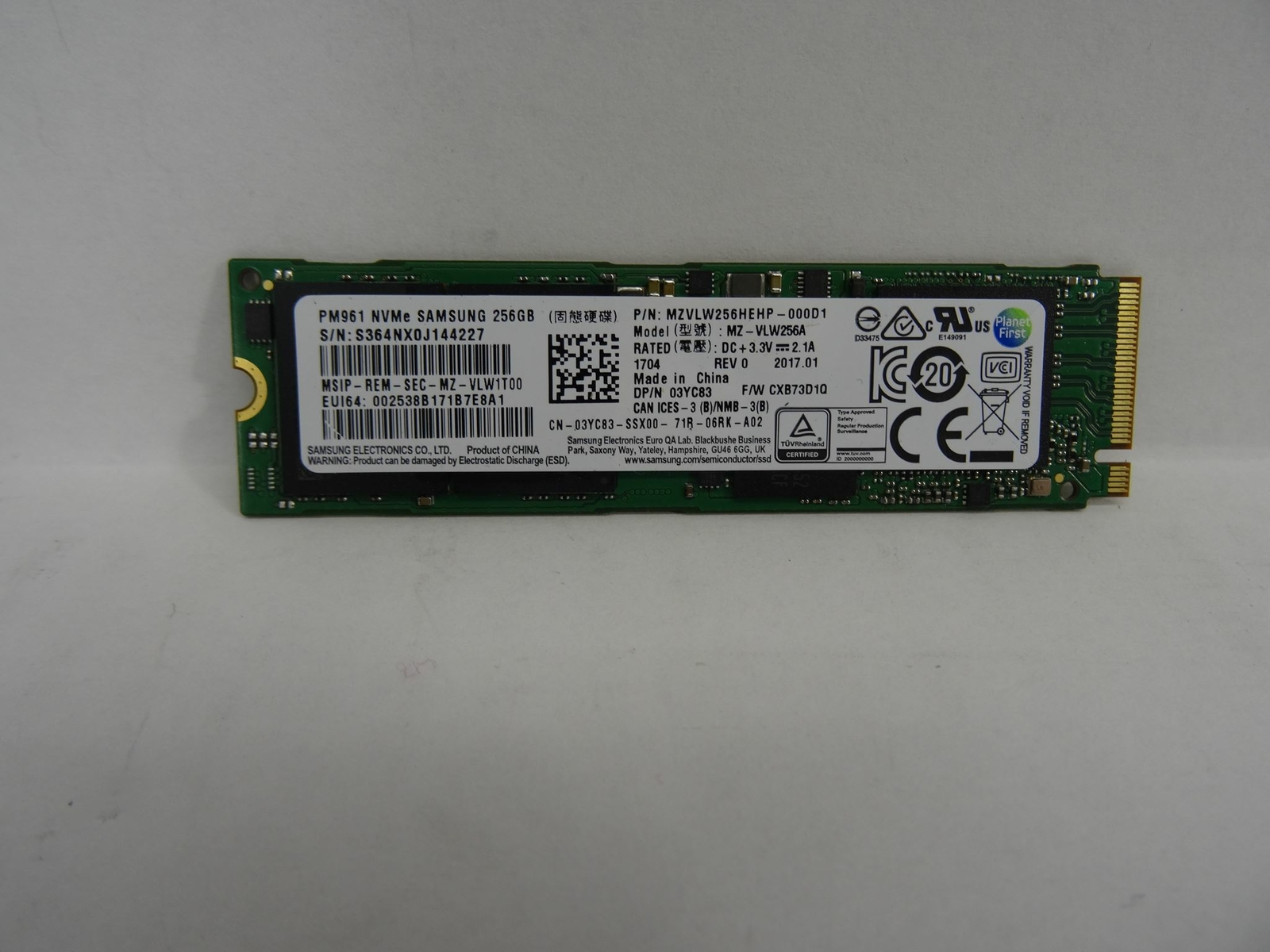 3YC83 MZ-VLW256A GENUINE DELL SSD 256GB