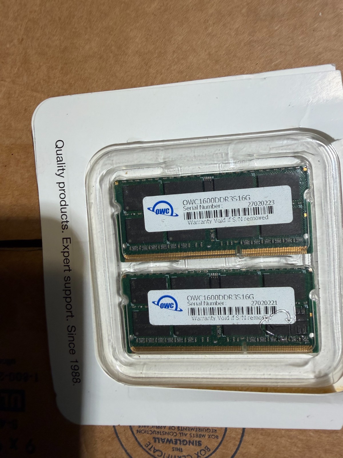 OWC 32GB (2x16GB) PC3-12800 OWC1600DDR3S32P DDR3-L SO-DIMM LOW VOLTAGAGE MAC PC