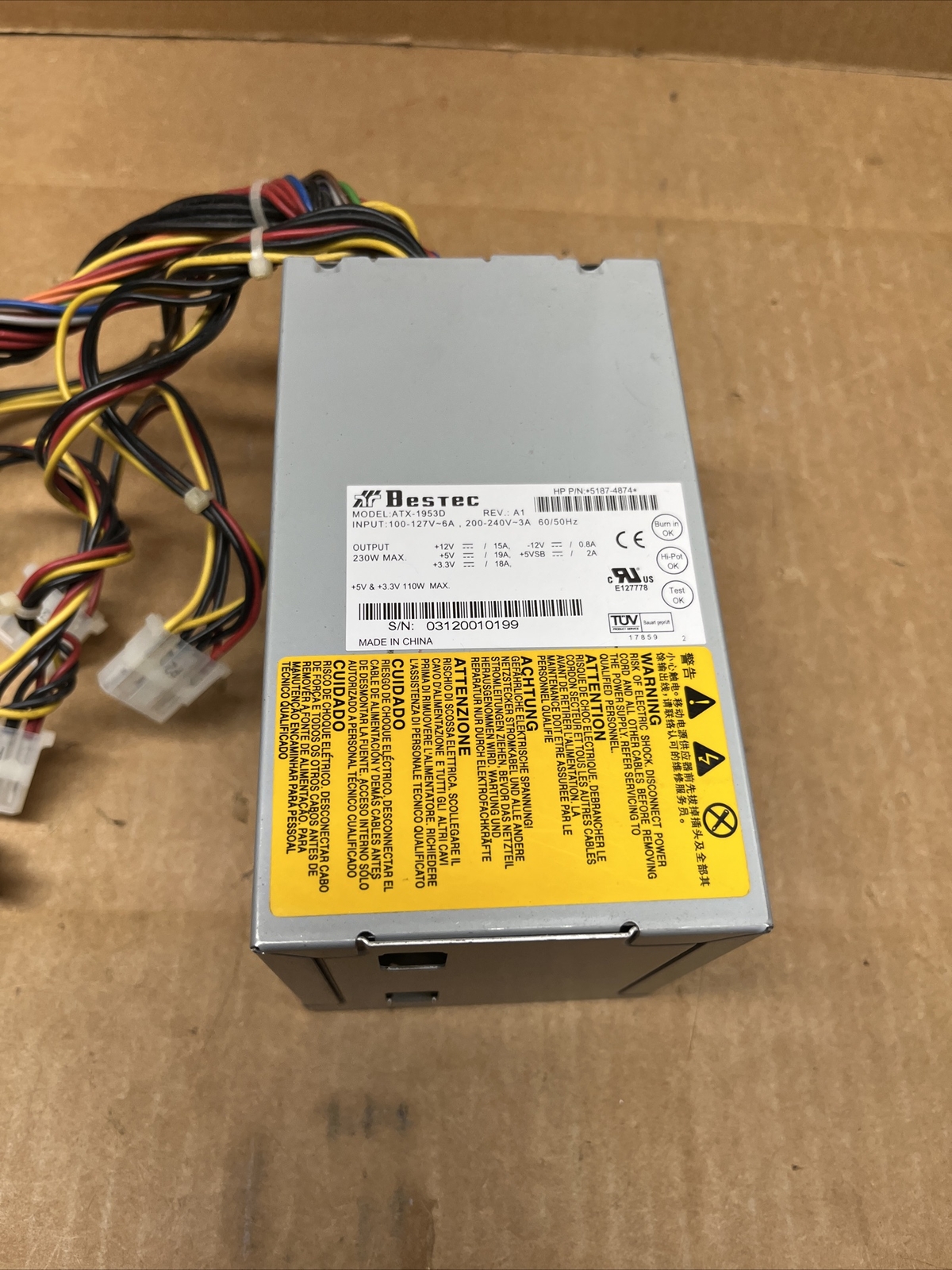 Bestec 110W Power Supply Rev A1 5187-4874 ATX-1953D OEM Original Tested Working