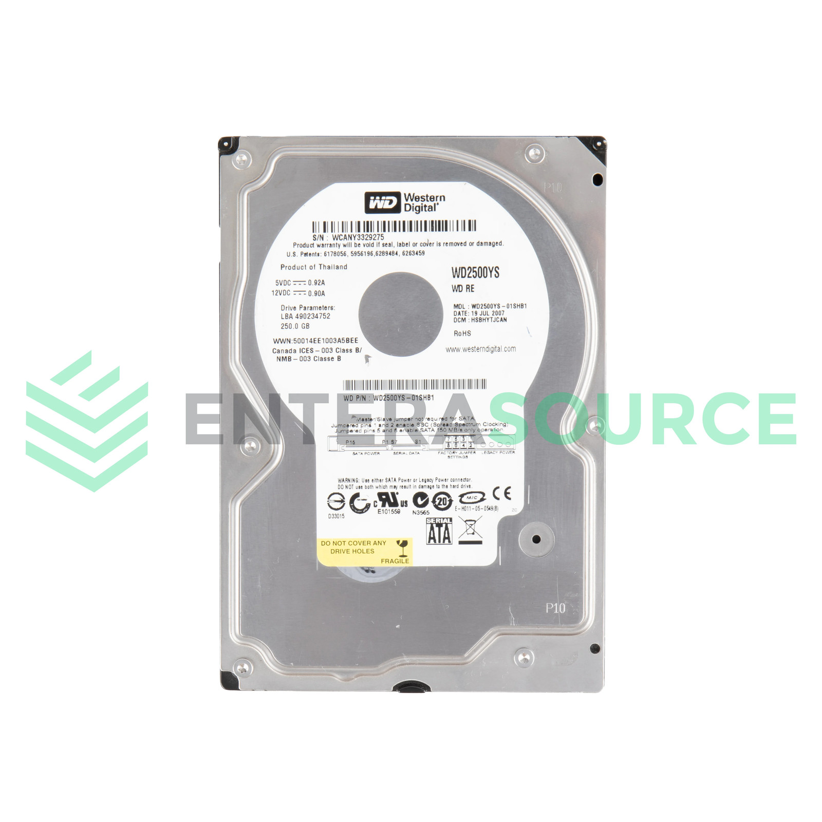 Western Digital WD2500YS-01SHB1 250GB 7.2K SATA 3.5" 3Gbps Hard Drive
