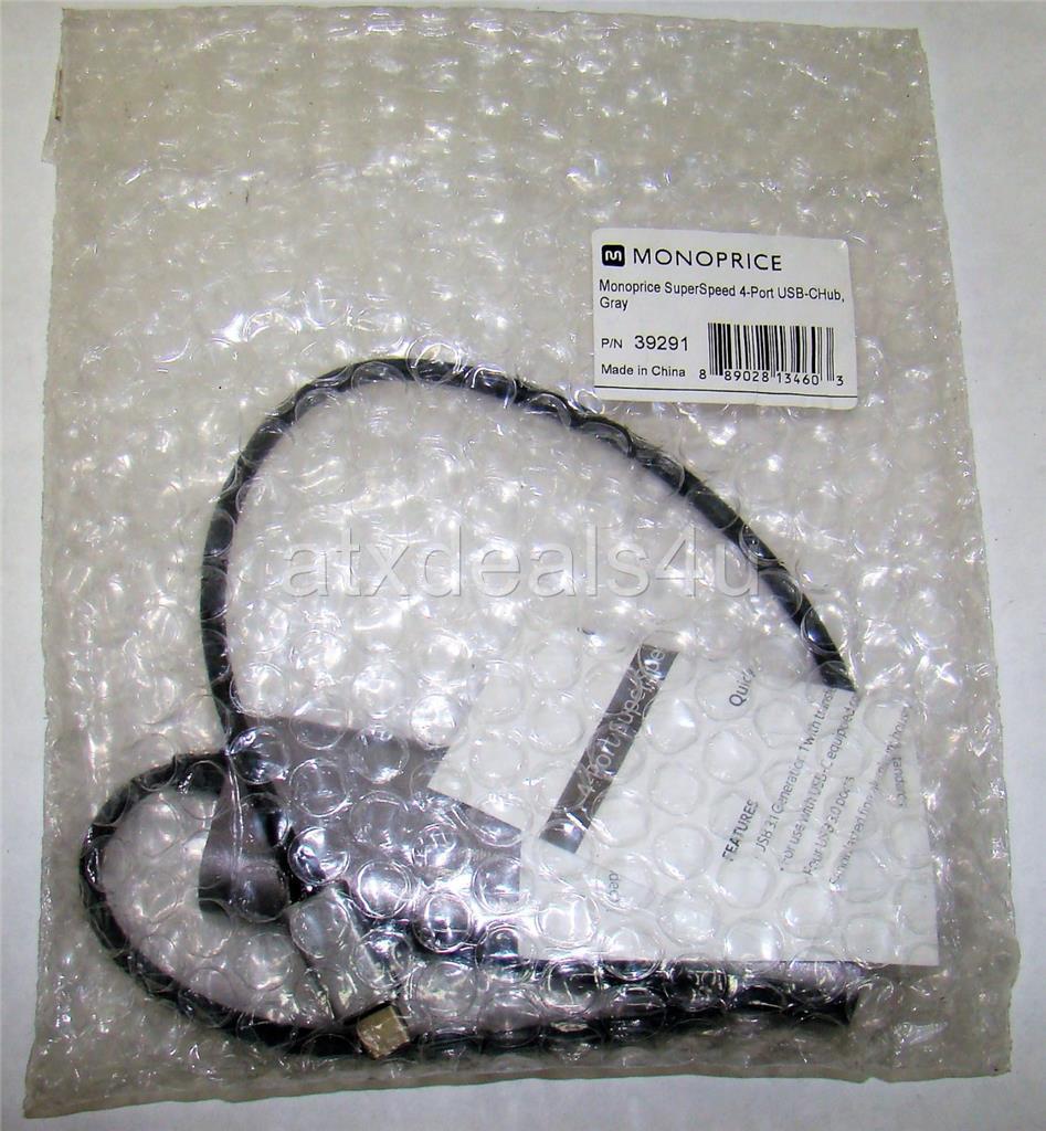 Monoprice 39291 SuperSpeed 4-Port USB-C Hub New