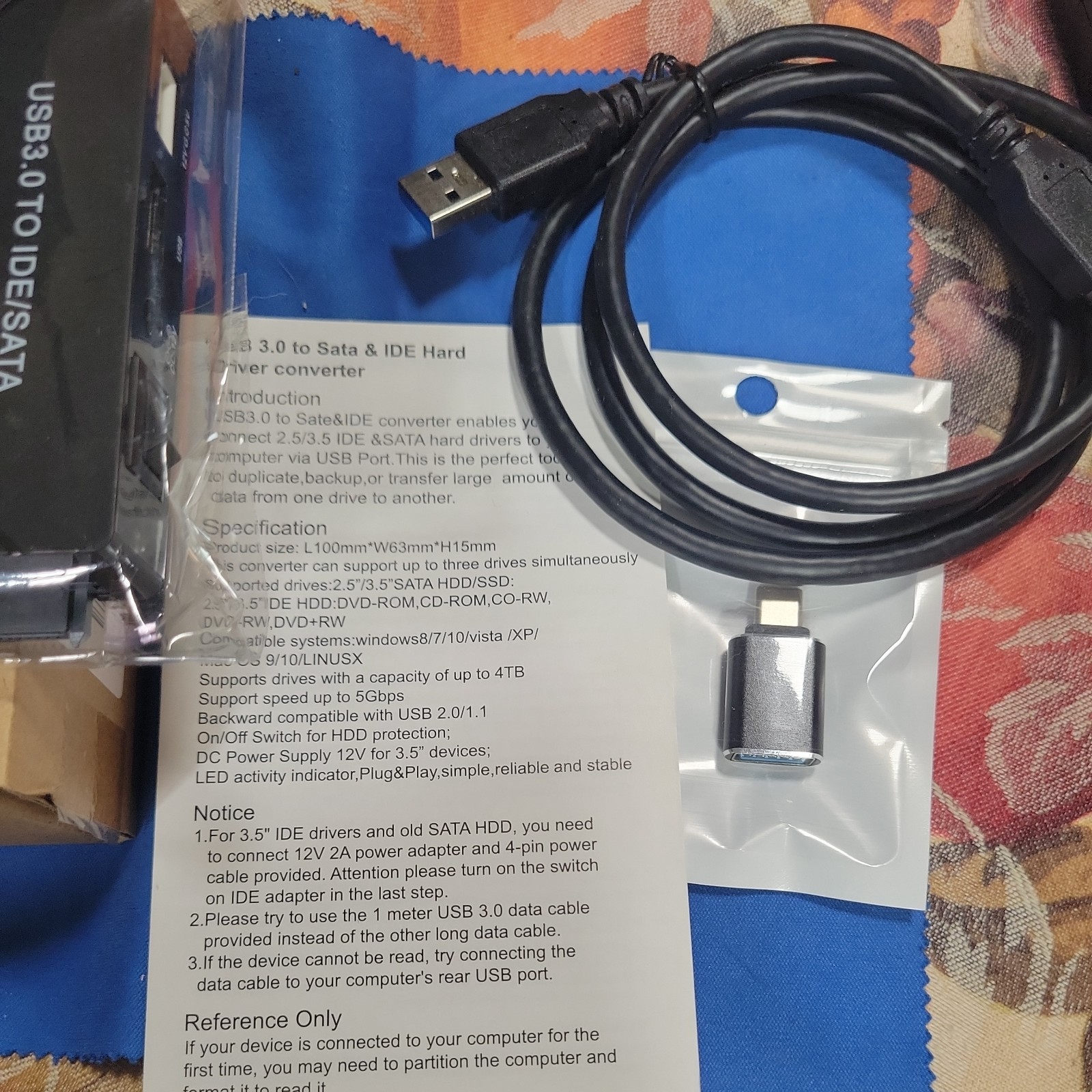 USB 3.0 to IDE & SATA Converter External Hard Drive Adapter Kit 2.5"/3.5" Cable