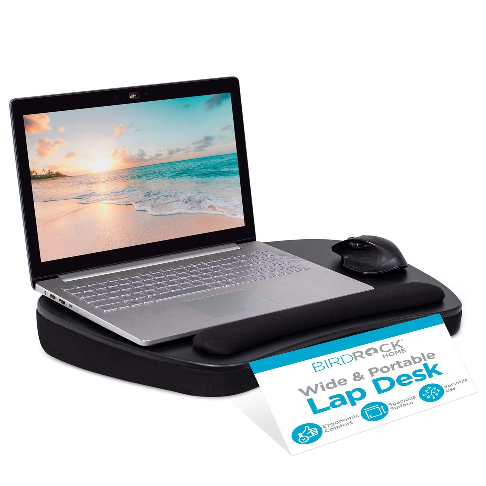 Oversized Lap Desk with Memory Foam Cushion, Wrist Rest, Portable Tray for Be...