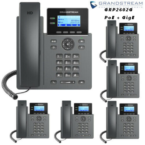 6 Grandstream GRP2602G 2-Line 4 SIP Accounts Office Phone PoE + Gigabit Ethernet