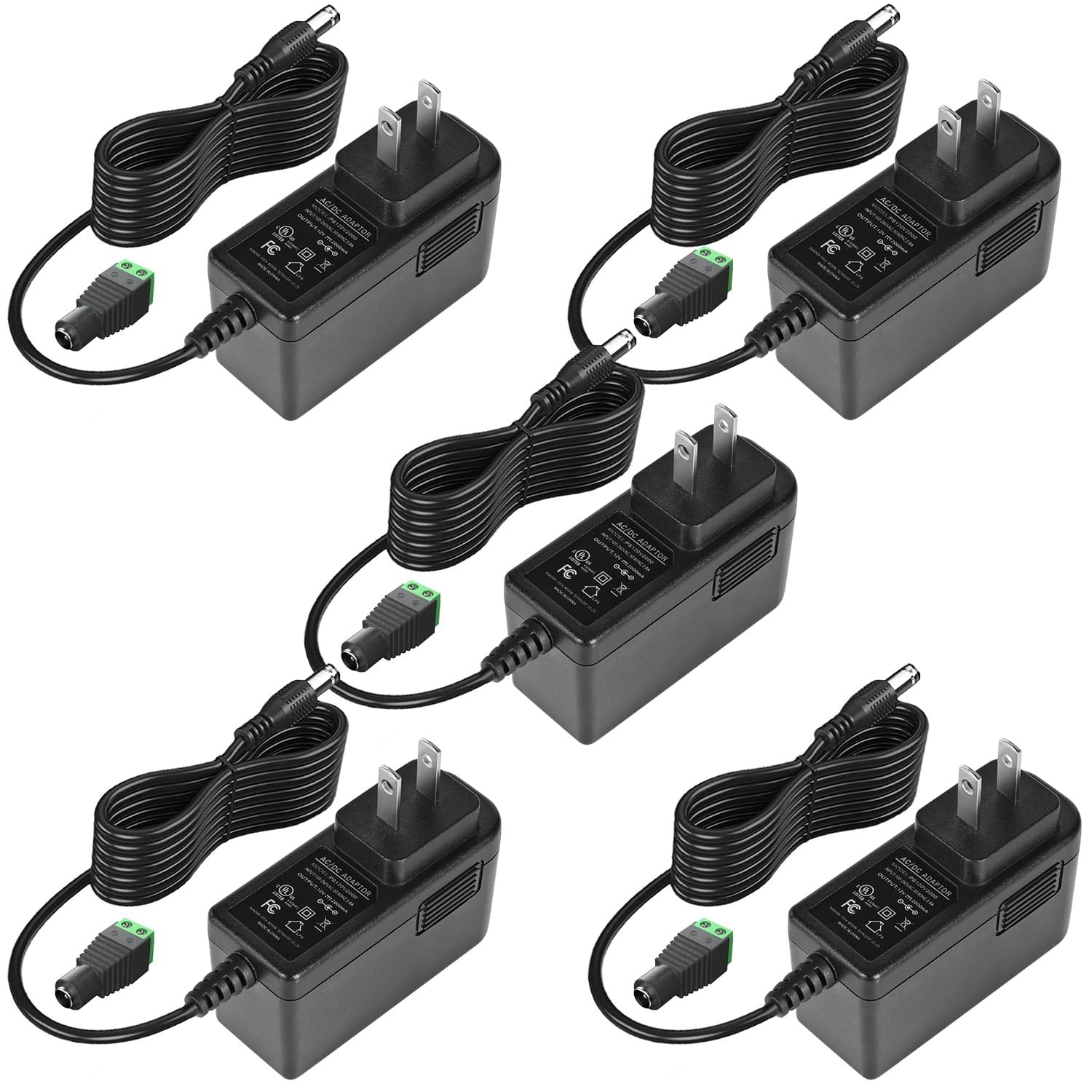 Ul Listed 12v 2a 24w Ac Dc Power Supply Adapter, 5 Pack
