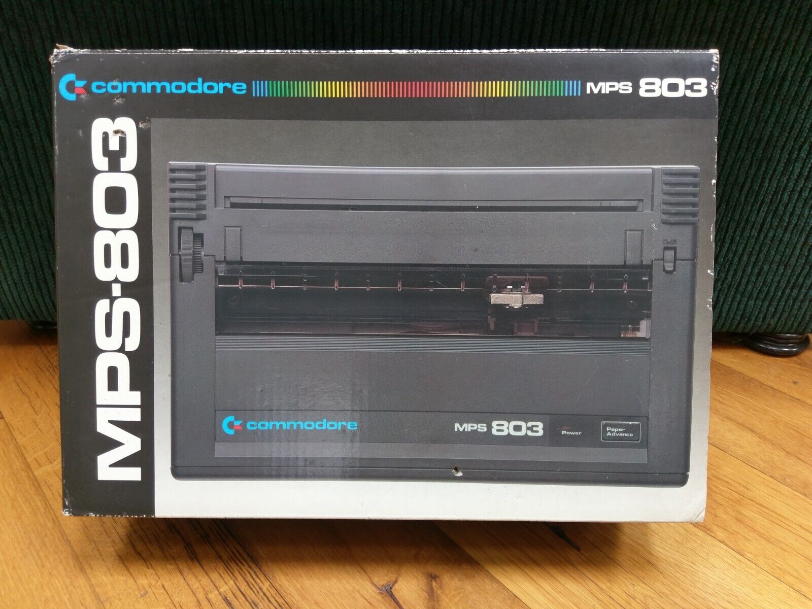 Commodore MPS 803 Dot Matrix Printer 64 Complete Box Cord Cable Manual Powers On