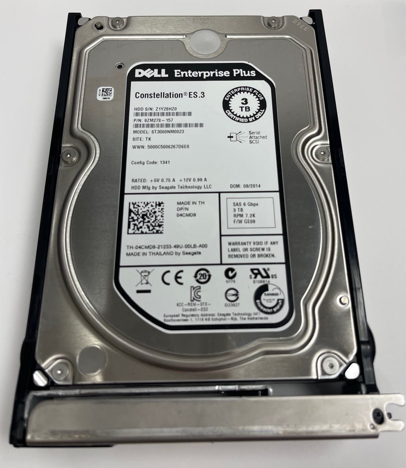 Dell EqualLogic 3TB SAS enterprise hard drive, Dell part number 4CMD9