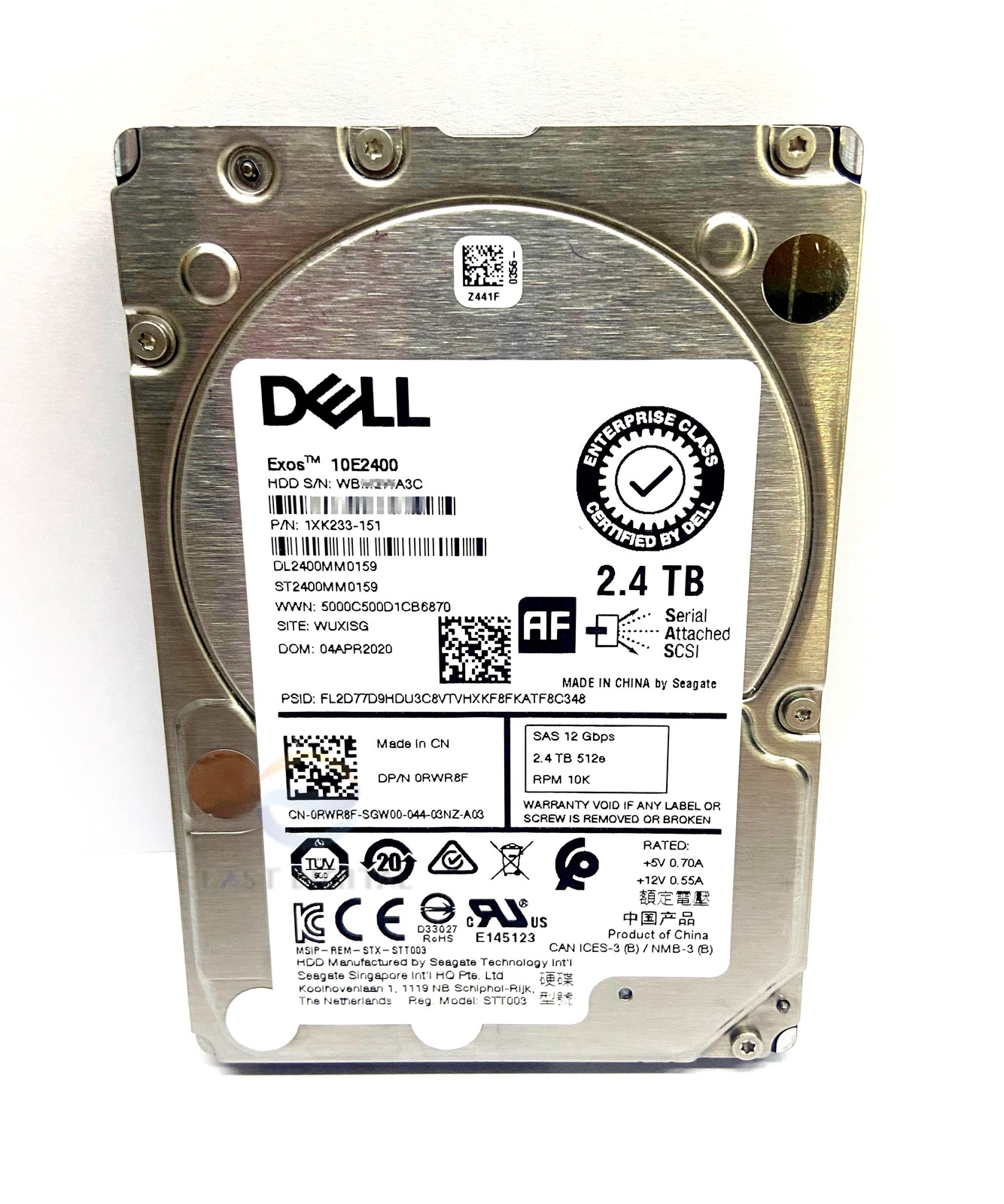 0RWR8F Dell ST2400MM0159 2.4TB 401-ABHQ 2.5" 10K 512e SAS 12Gb HDD For R640 R740