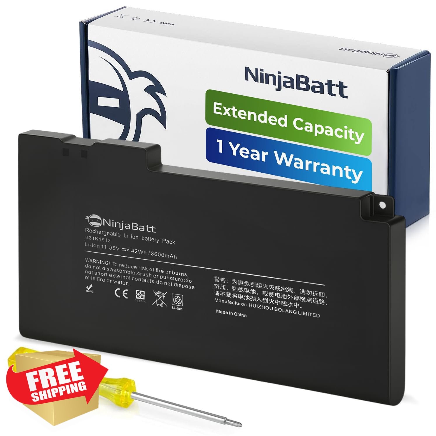 NinjaBatt Asus E410 E510 L410 L510 R429 X415 X515 Battery 42Wh