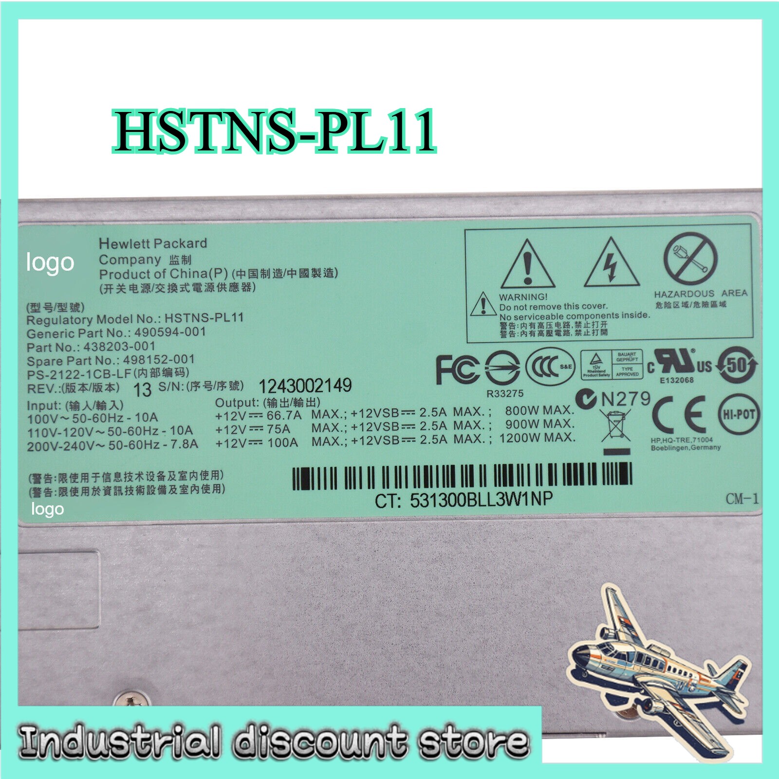 HSTNS-PL11 For HP DL580 G7 1200W 498152-001 438203-001 490594 PSU Power Supply