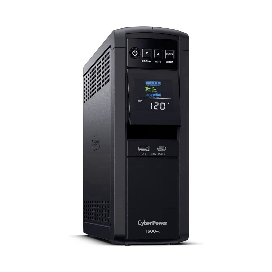 CyberPower 1500VA Tower Desktop UPS w/ LCD, USB/USB-C, 120V, Black