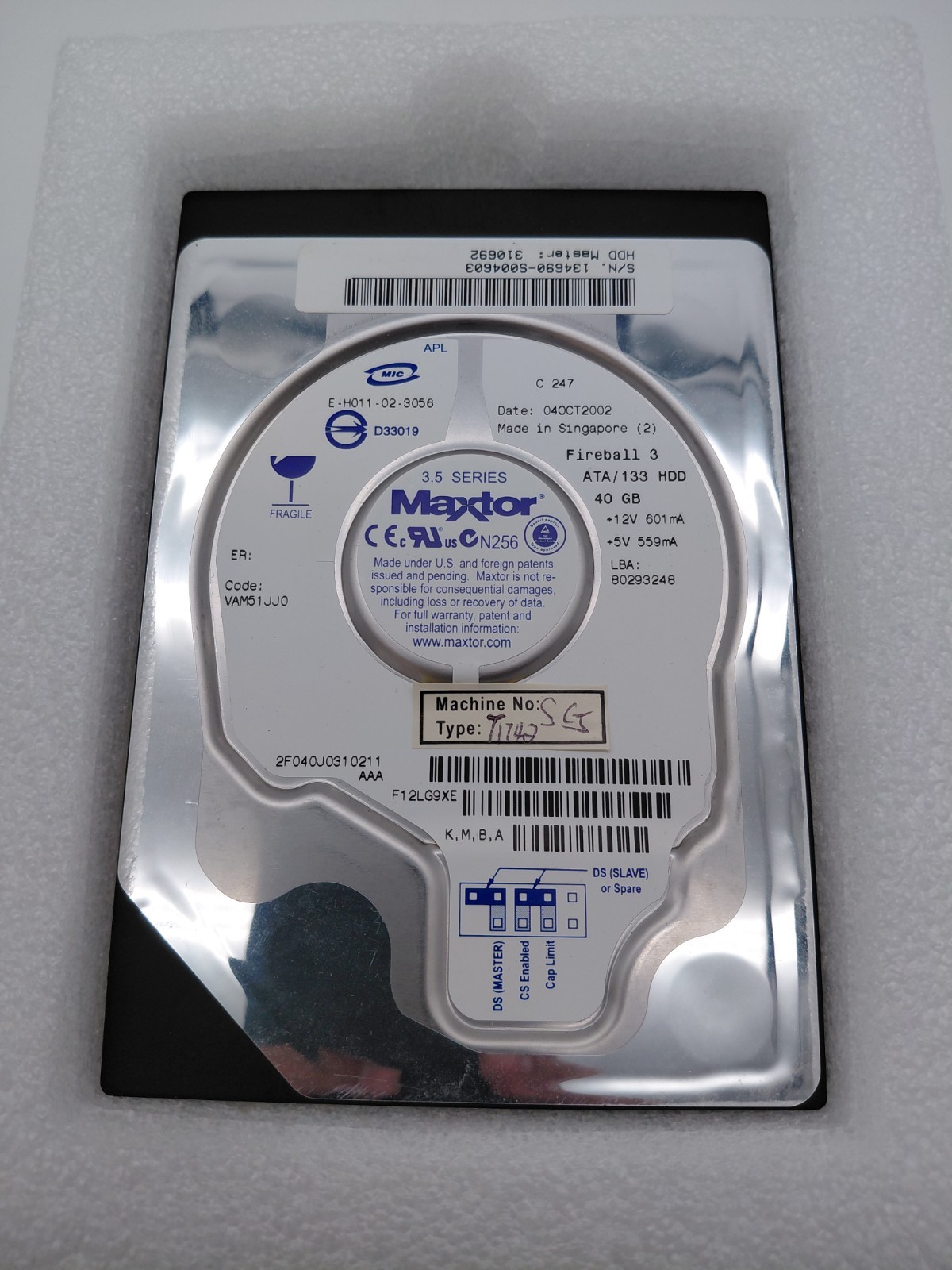 Maxtor Fireball 3 3.5 Inch Series Internal Hard Drive Model VAM51JJ0 - 40GB