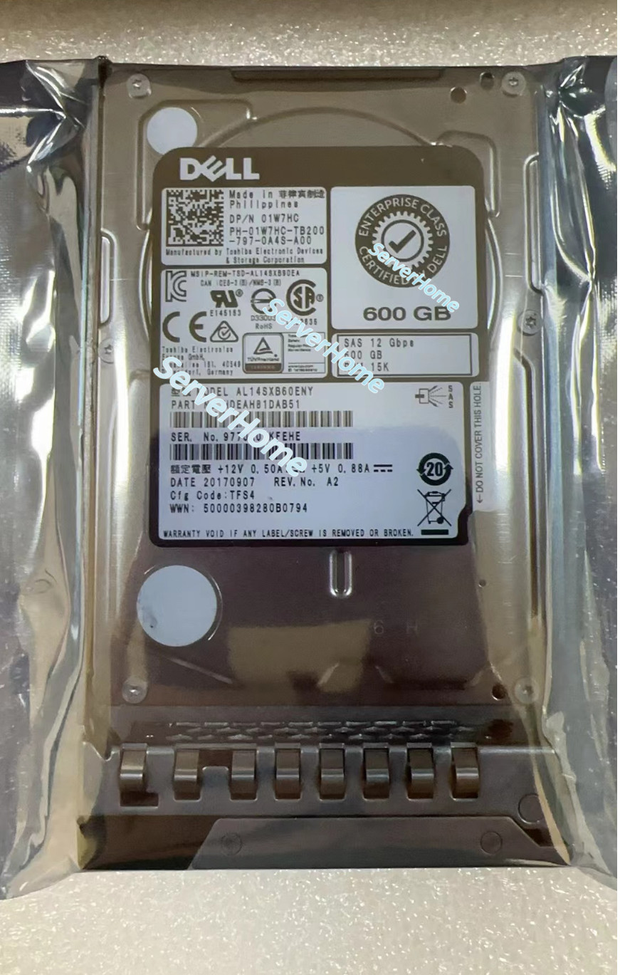 New Dell 600GB 15k RPM 2.5" Hdd 01W7HC 1W7HC AL14SXB60ENY with Tray 0 hour-/