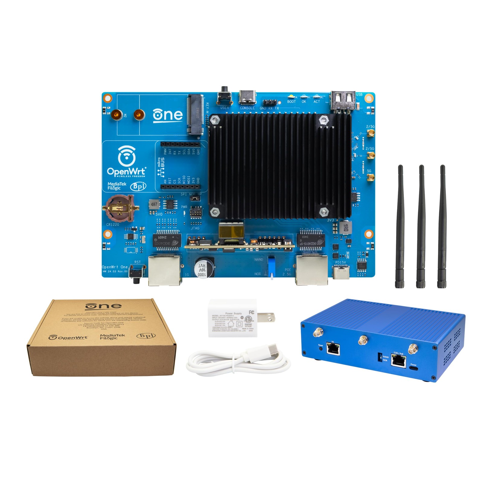WayPonDEV Banana Pi OpenWrt One Router Board WiFi 6 Dual-Band 2.5G LAN