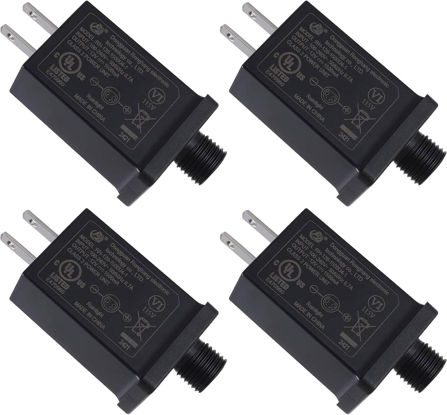 4Pack Replacement Yard Inflatable Adapter, 12V 1.5A Power Supply Adaptor for Out