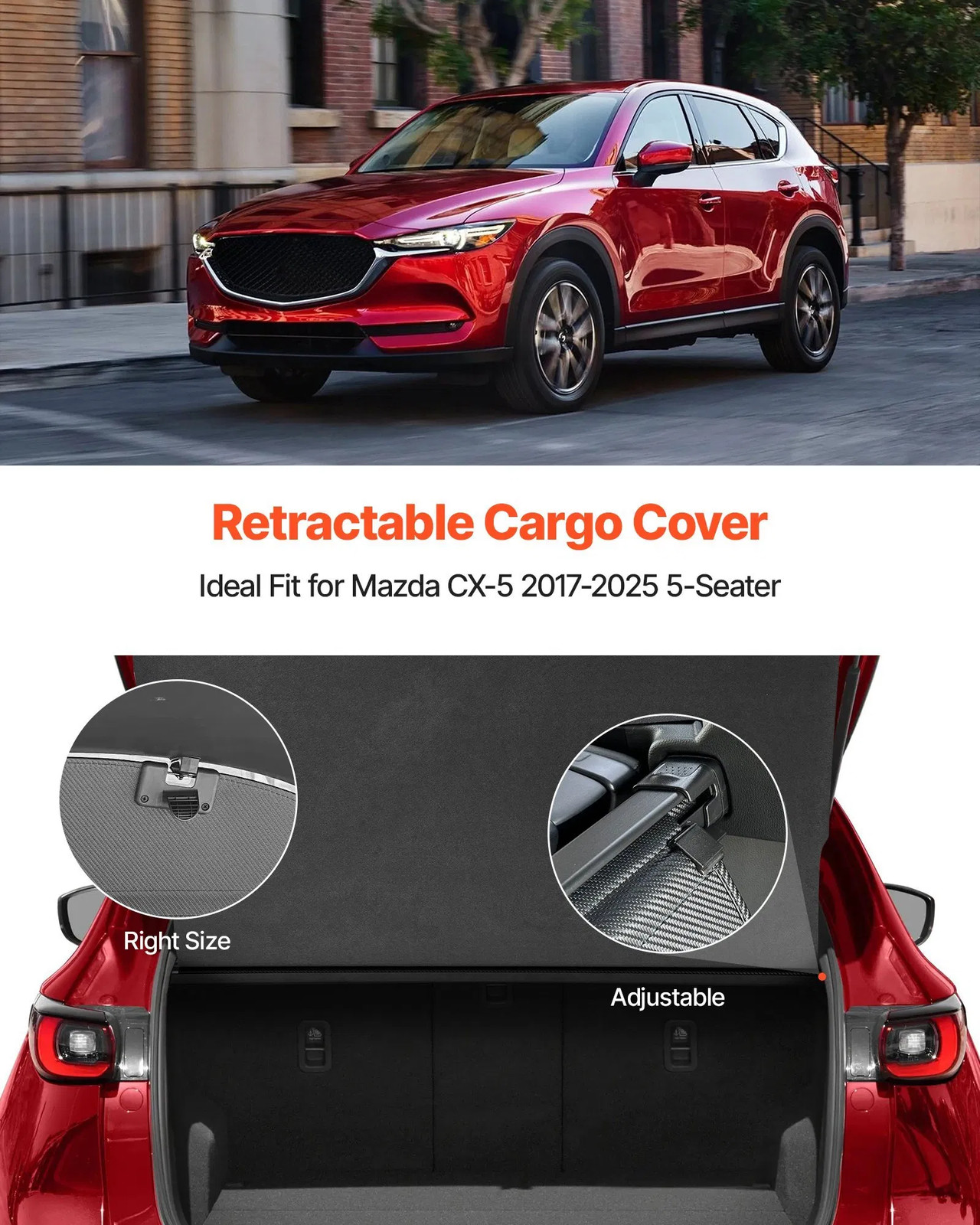 Retractable Cargo Cover, Upgraded Carbon Fiber Texture Trunk Cover, Anti-Peepin