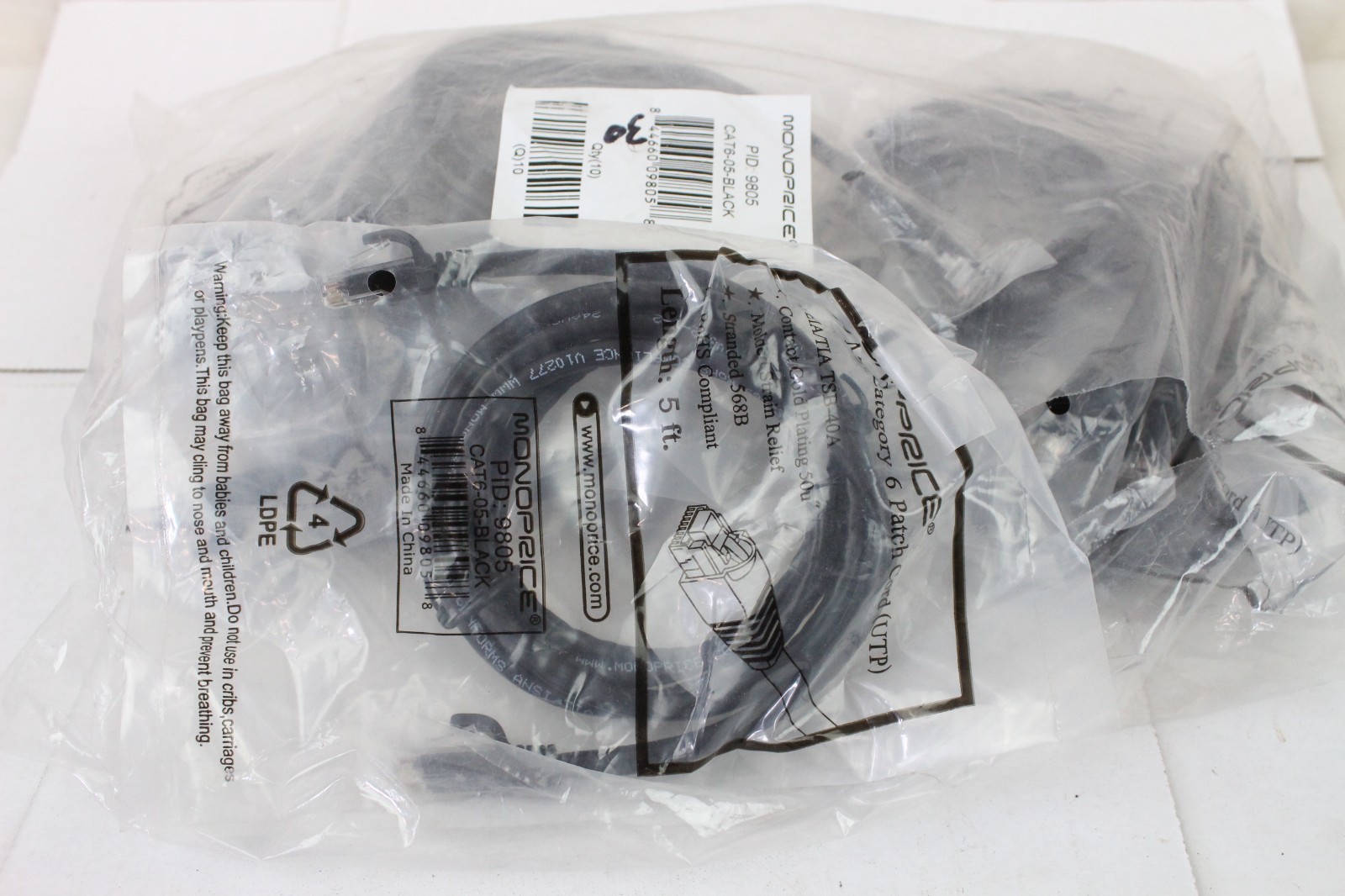 14 New Monoprice 550MHz Category 6 Patch Cord (UTP) Contact Gold Plating 50u"
