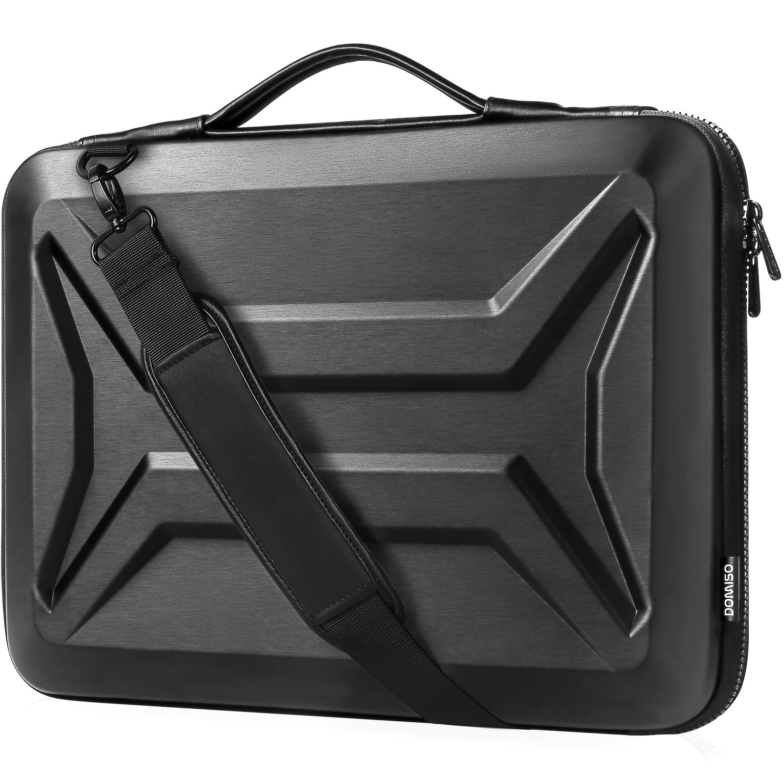 DOMISO 15.6-16 Inch Laptop Hard Case with Strap, 15 - 15.6 Inch, Black