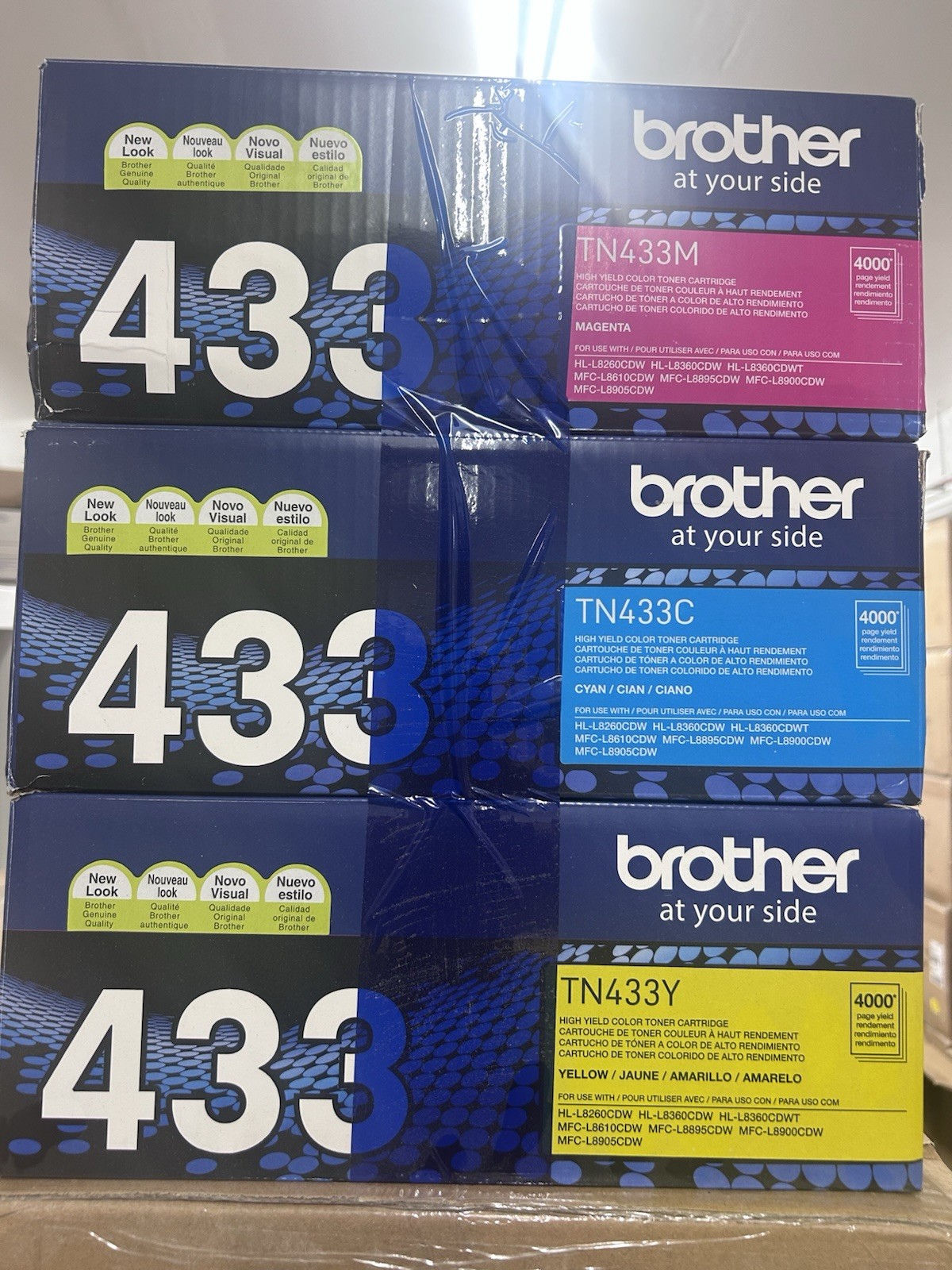 Brother TN433 High-Yield Toner Set Cyan, Magenta, Yellow 3Pack, New Taped