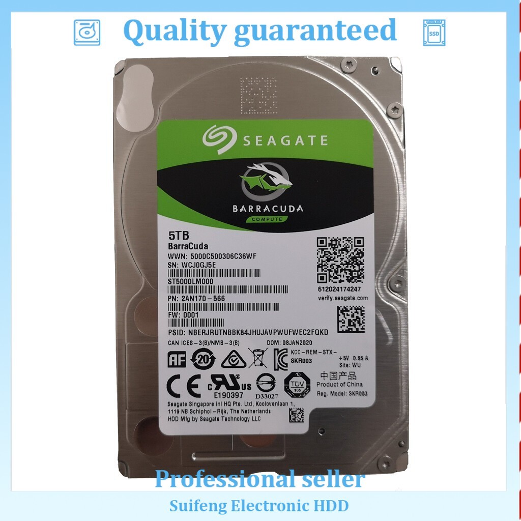 Seagate BarraCuda 5TB ST5000LM000 5400RPM SATA 2.5" Laptop HDD Hard Drive -15mm