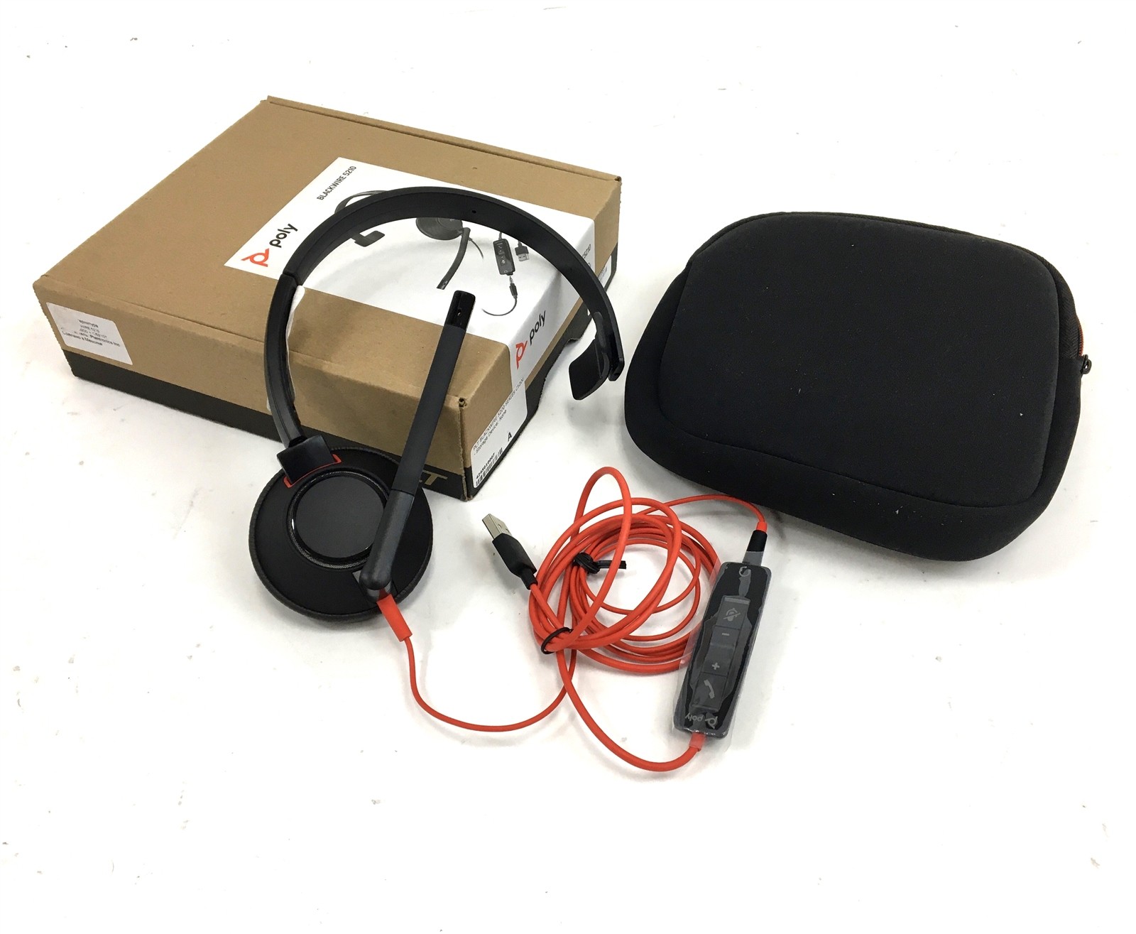 NEW Plantronics Blackwire C5210T C5200 USB/3.5mm Wired Monaural Headset w/ Case