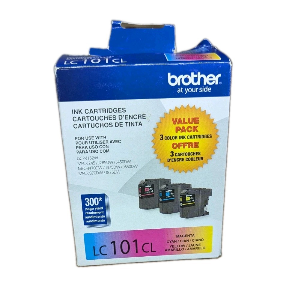 Genuine Brother LC-101 Color Ink Cartridges-for MFC-J470DW J870DW-OEM-3PK