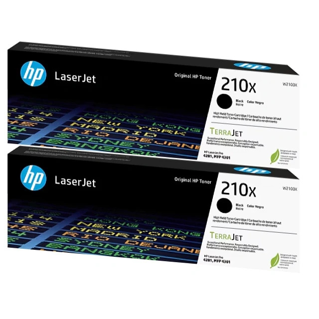 HP 210X Black High Yield Toner Cartridge (W2100X), Pack Of 2