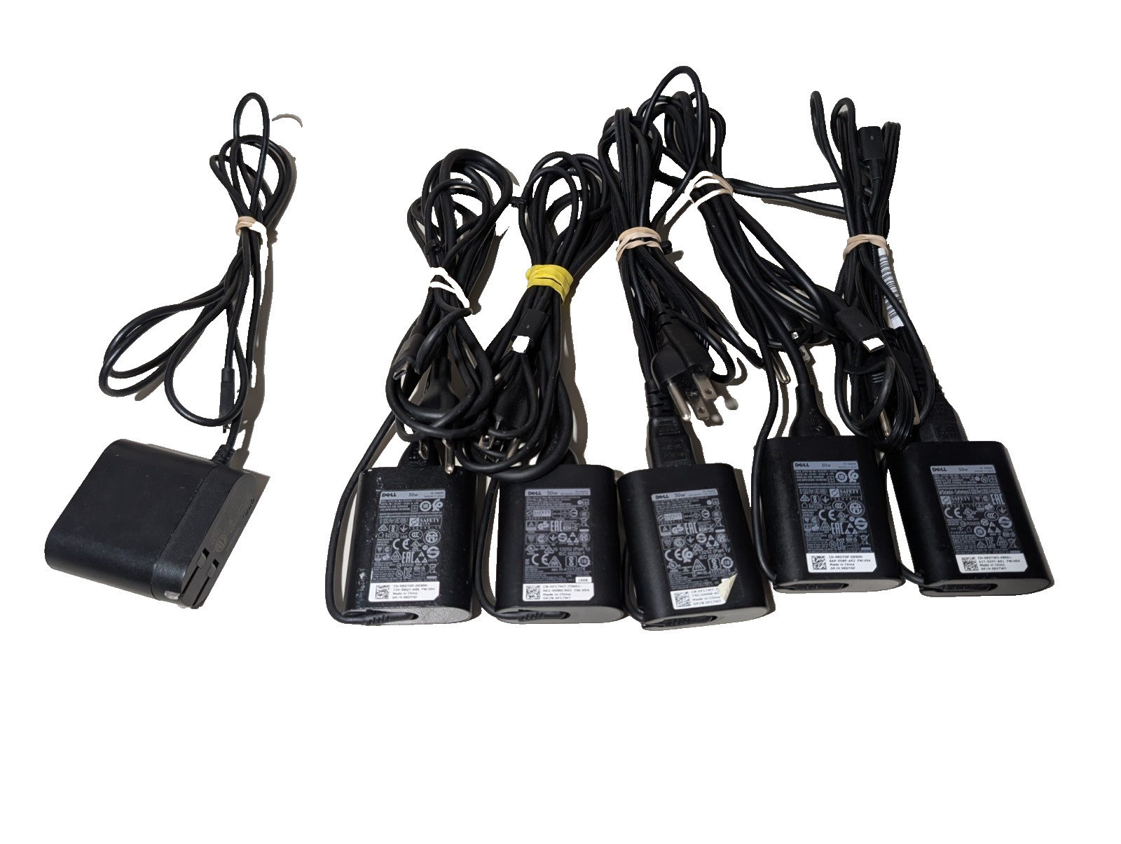 Lot of 6 USB-C Laptop Chargers | 5 x Dell 30W & 1 x Onn Type-C Power Adapters