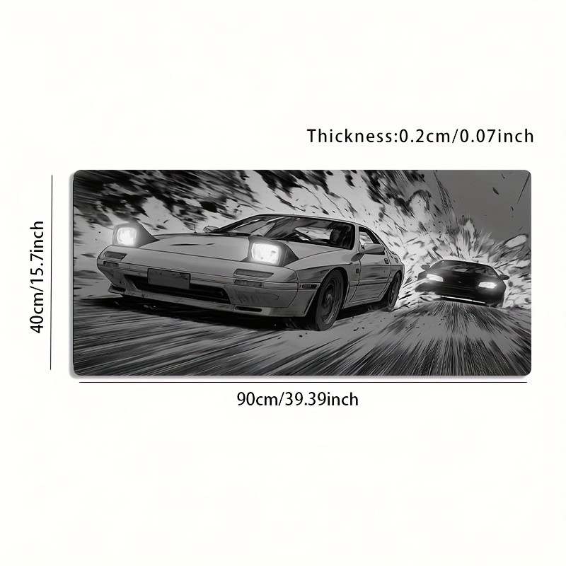 1pc Large Electronic Sports Gaming Mouse Pad, Black And White Racing Cartoon S