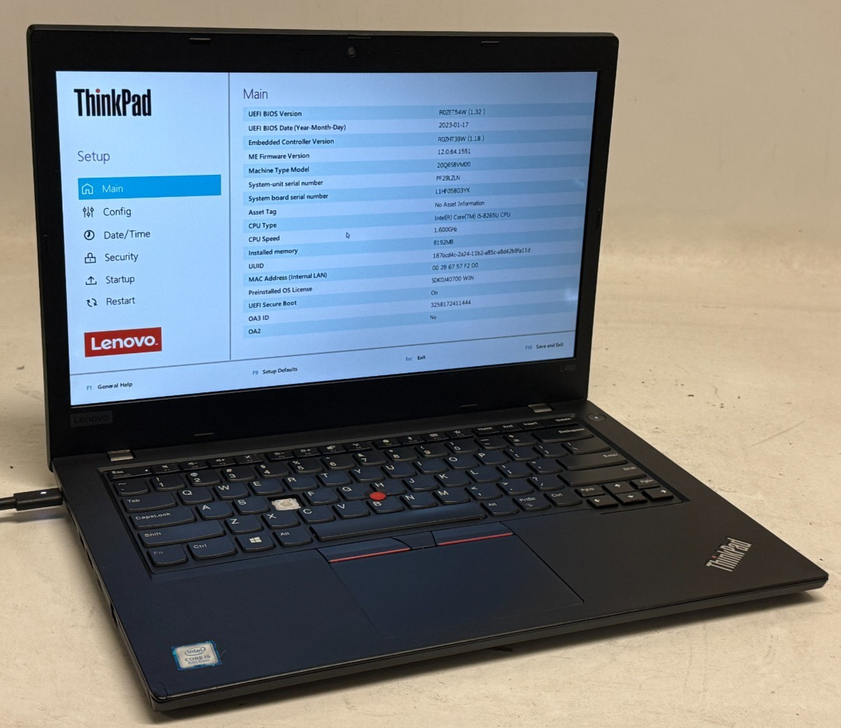 Lenovo ThinkPad L490 14" (i5-8265u - 8GB RAM - 256GB SSD - Win11Home)