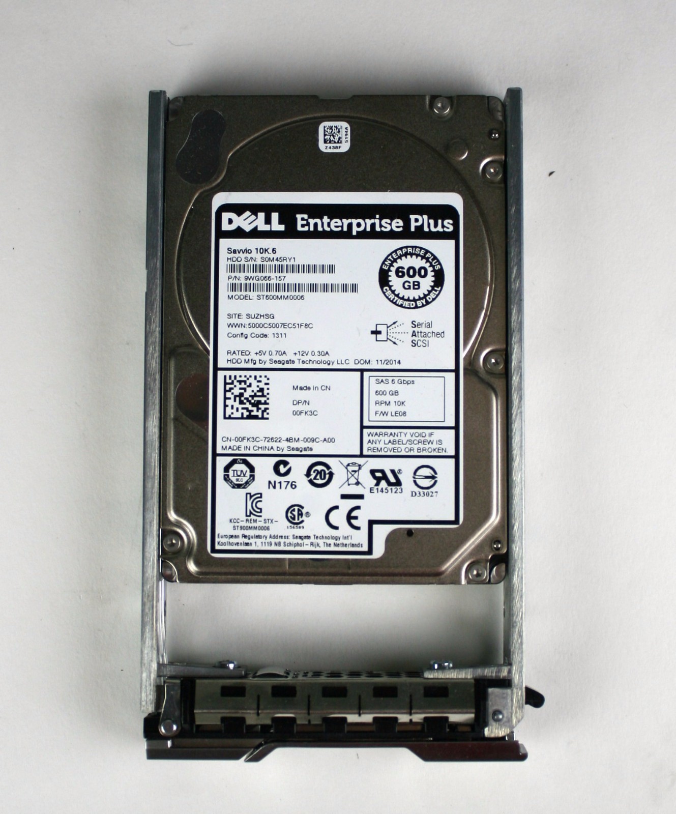 Dell EqualLogic 600GB 10K 2.5" SAS Drive 9WG066-157 SGT ST600MM0006 0FK3C w/tray