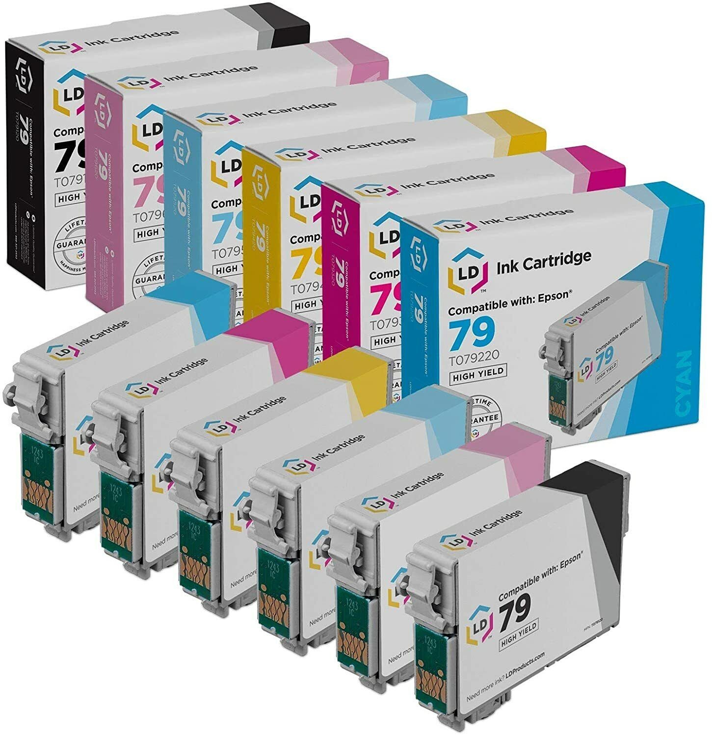 LD Reman Replacement for Epson T079 6pk HY Ink Cartridge T0791 T0792 T0793 T0794