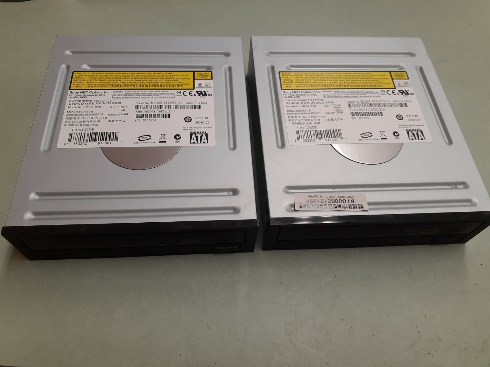 (2) Sony AD-7190S 0241577 SATA DVD/CD-RW DRIVE