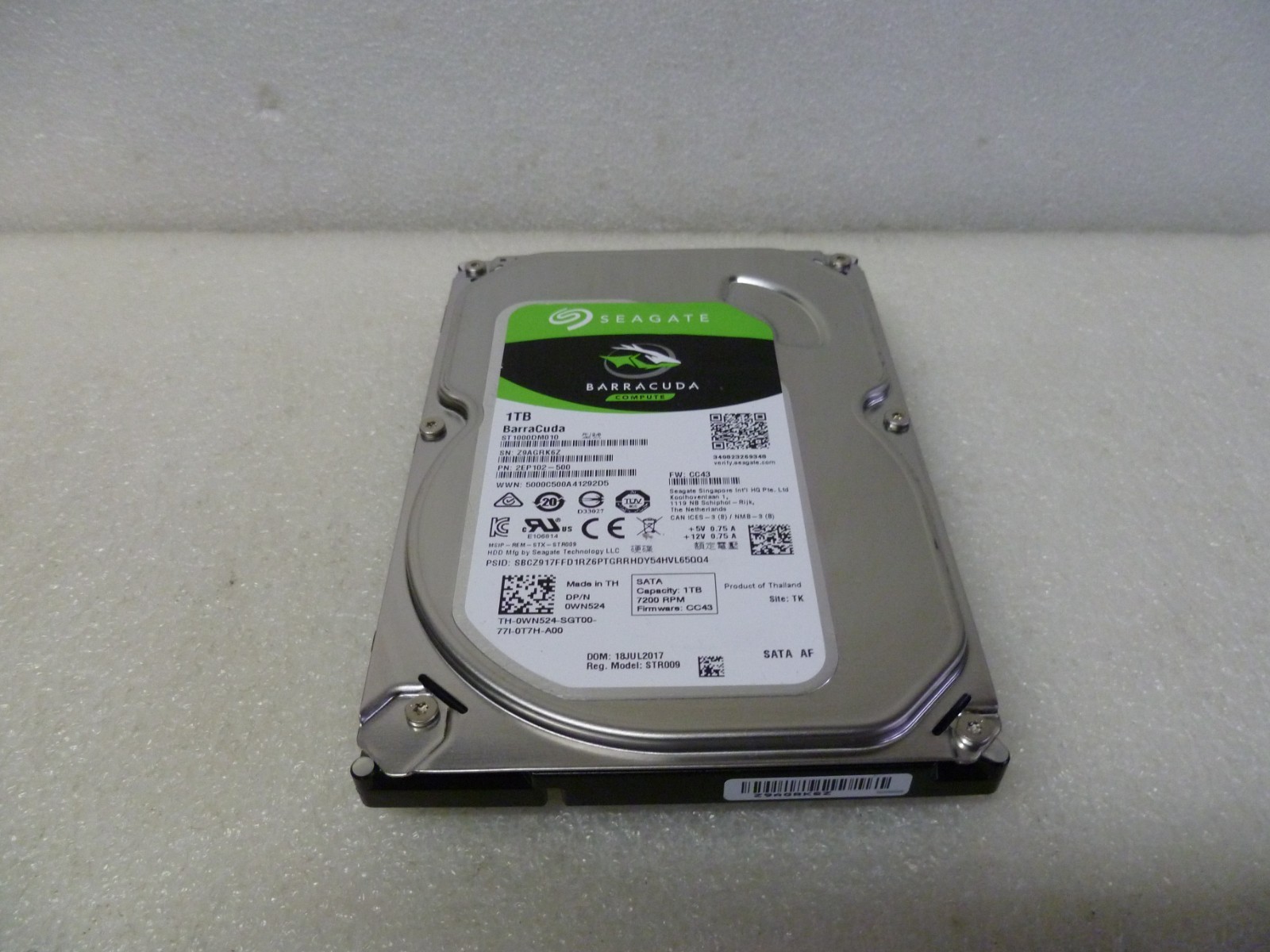 SEAGATE ST1000DM010 1TB SATA HARD DRIVE P/N:2EP102-500 F/W:CC43