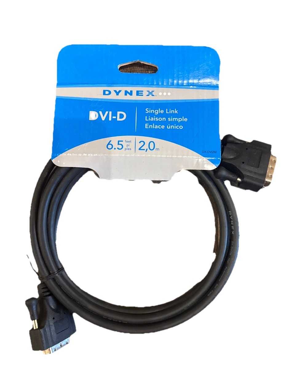 Dynex DX-DVI2M Gold DVI Video Cable DVI to DVI  (6.5ft) for LCD HD TV or Monitor