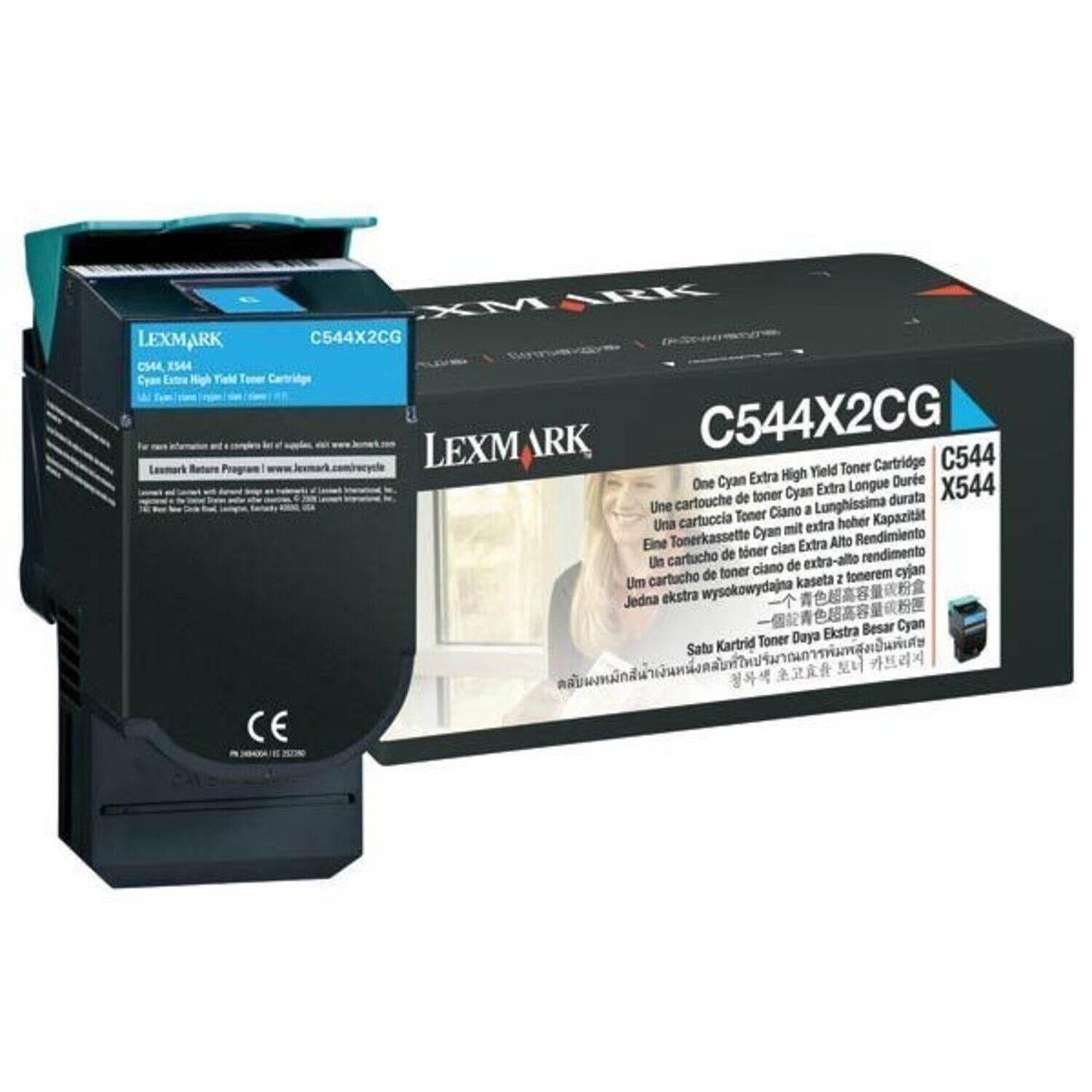 Genuine Lexmark Extra High Yield Cyan Toner Cartridge, 4000 Yield (C544X2CG)