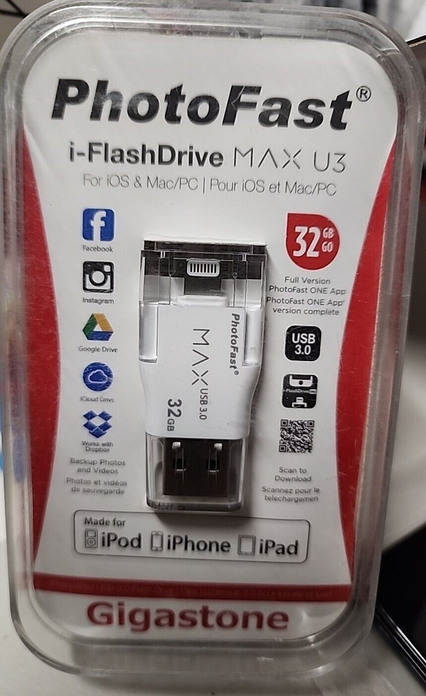 Photofast Gigastone Usb 3.0 I-Flashdrive Max U3 For Ios & Mac/PC 32Gb - Open Box