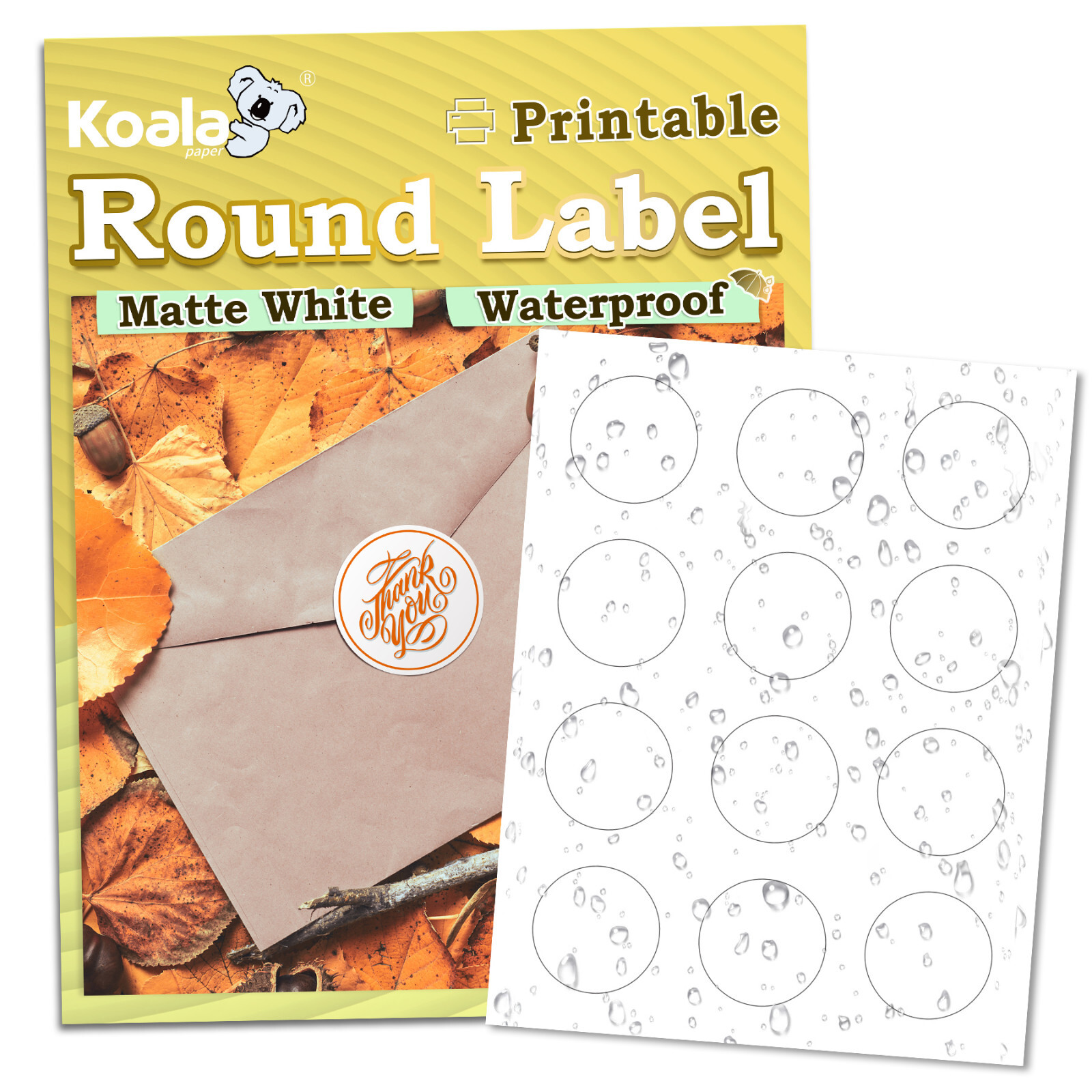 Lot Koala Printable Round Label 2 Inch Waterproof Sticker Paper for Inkjet Laser