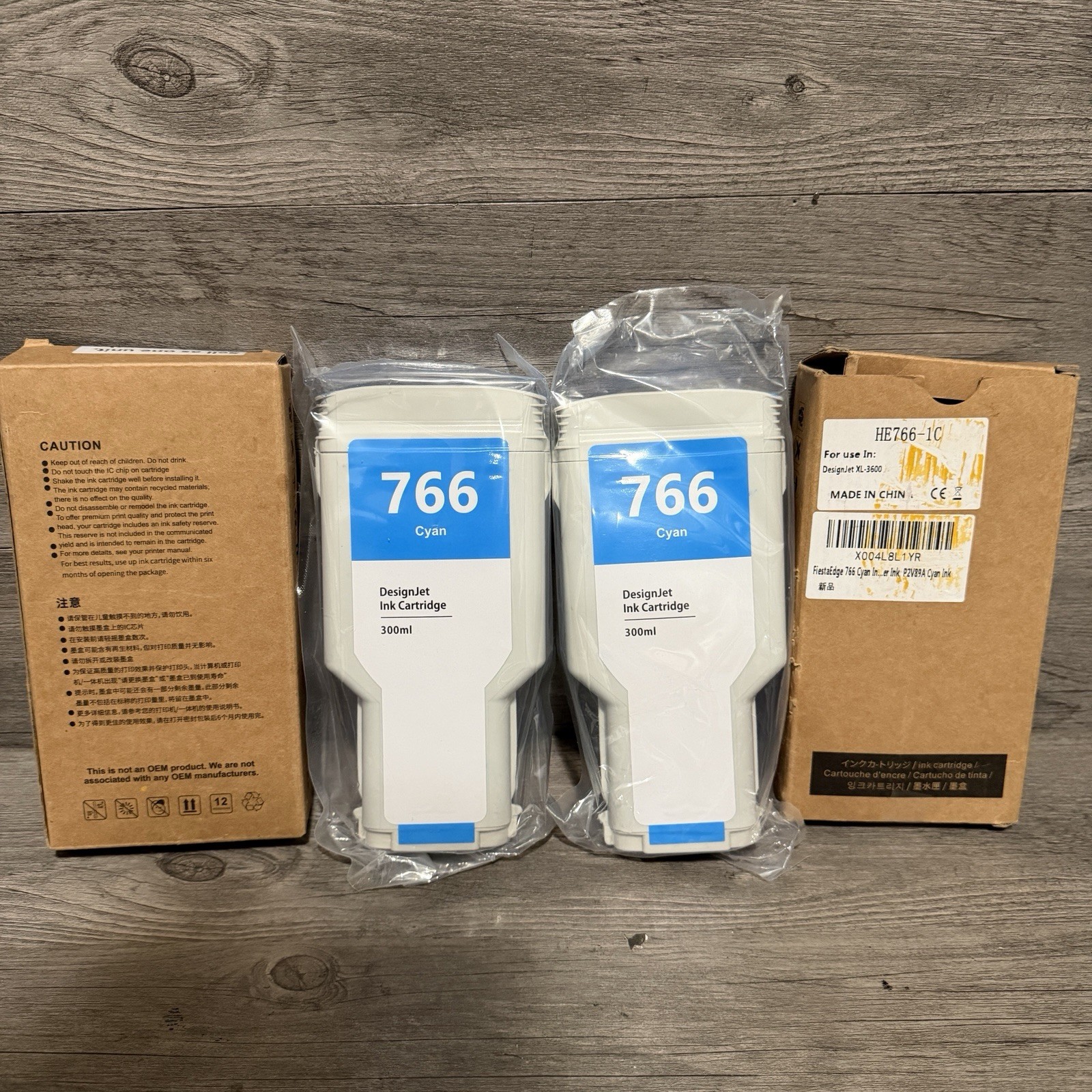 Lot Of 2 300ML Compatible Ink Cartridge for HP 766 for HP DesignJet XL3600