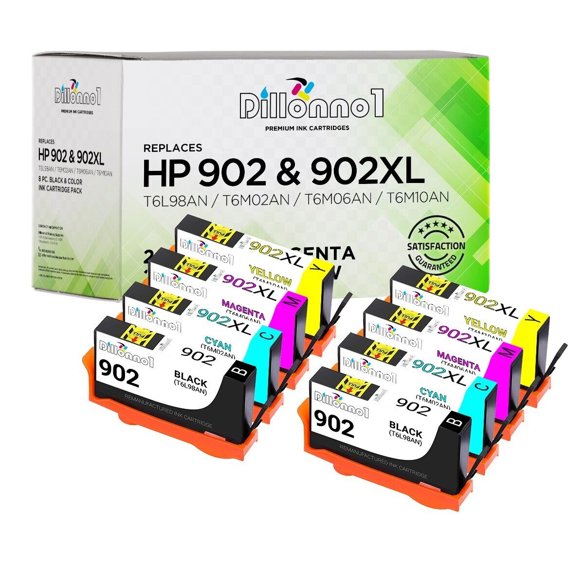 8PK for 902 902 XL Ink Cartridges for HP Officejet Pro 6960 6968 6970 6975 6978