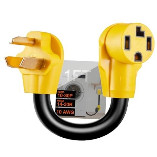 Dryer Adapter, NEMA 10-30P to 14-30R, 3 Prong to 4 Prong, 3 Prong to 4 Prong
