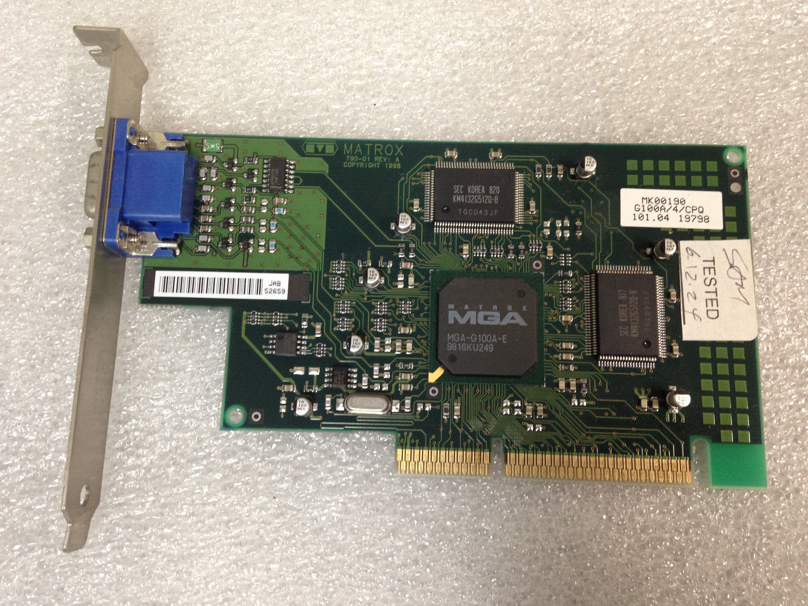 MATROX 790-01 REV A G100A/4/CPQ 332887-002 328011-001 VIDEO CARD