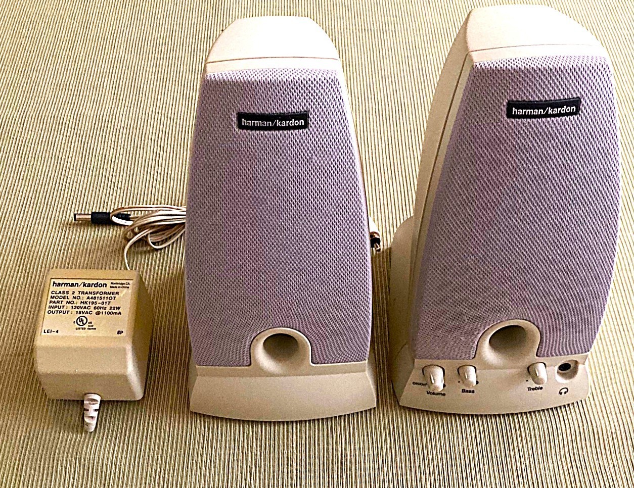 Vintage Harman Kardon HK195 Multimedia Speaker System w/Power Supply
