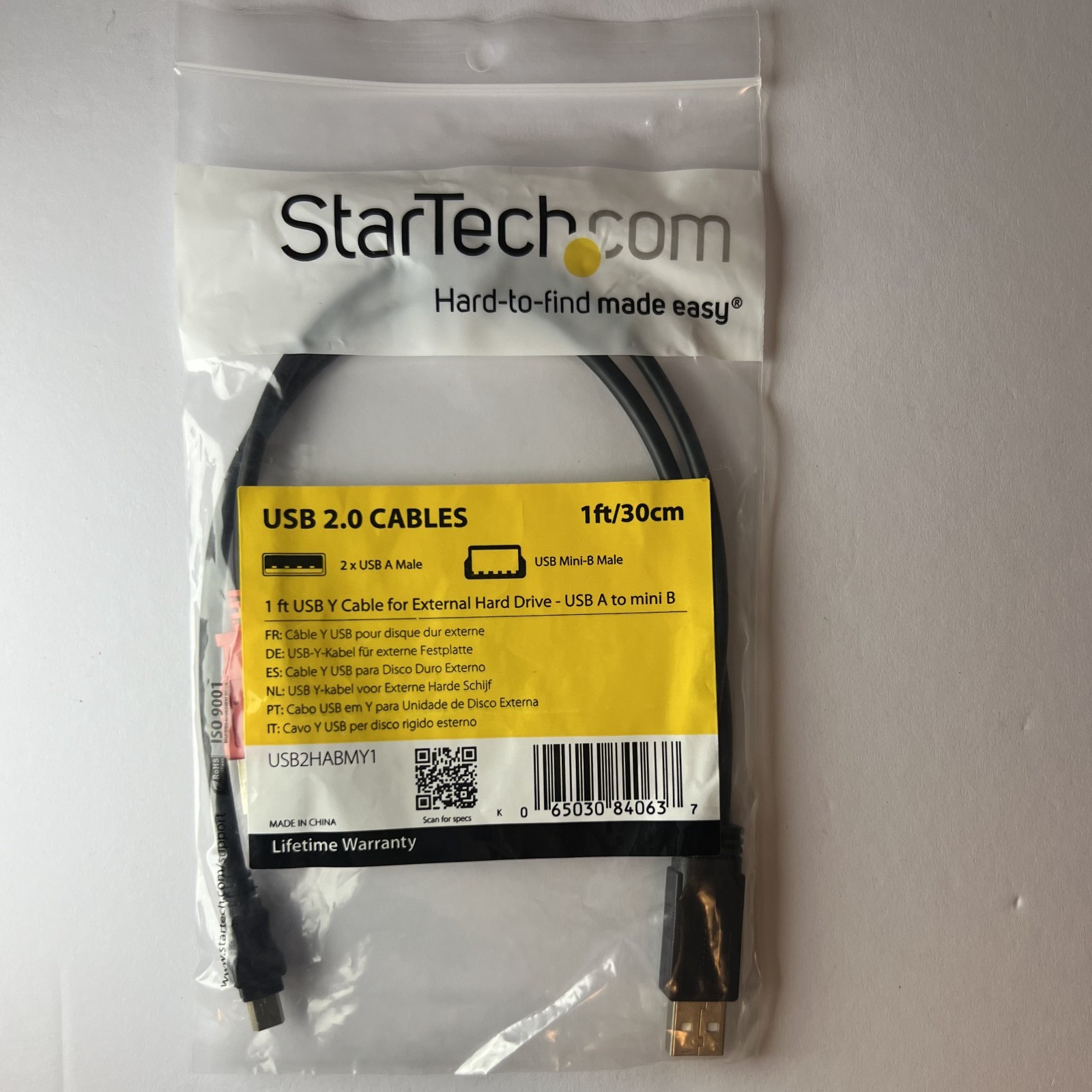 StarTech USB Y 2.0 Cables for external HD 1ft/30cm - USB2HABMY1