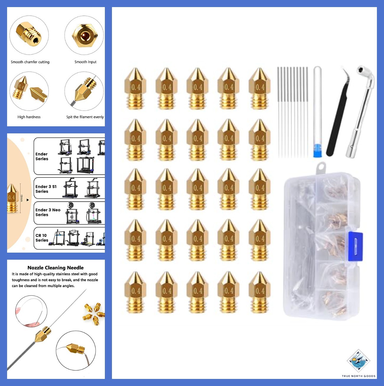 Comgrow 25PCS MK8 Ender 3 V2 Nozzles 0.4MM, 3D Printer Brass Hotend Nozzles